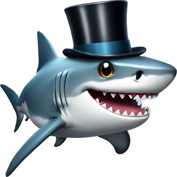Shark with a top hat emoji