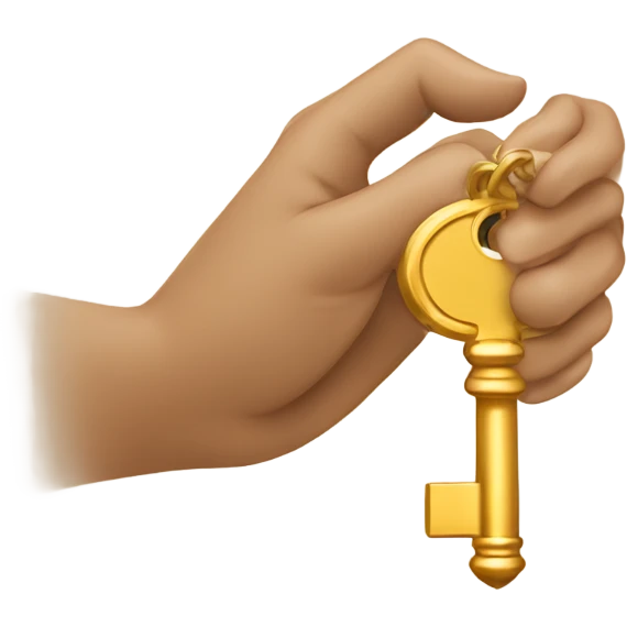 a light brown hand giving someone a gold key emoji