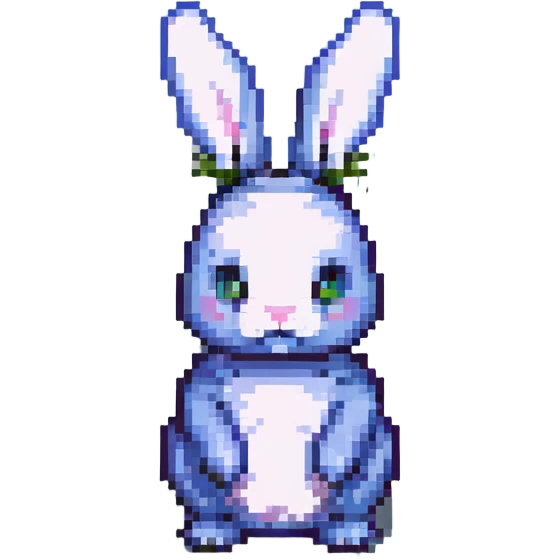 Add a green grassy field under and around the bunny, pixel art style, simple 2D flat colors, no other background details. emoji