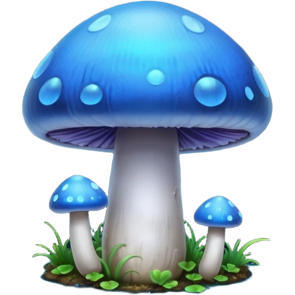 Bioluminescent glowing born blue mushroom emoji