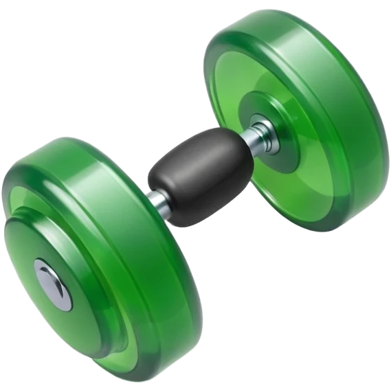 A simple emoji-style icon of a transparent green plastic gym dumbell logo, folder envelope, slightly open, with clean edges, soft shine, and subtle shading, conveying fitness organization and active lifestyle. emoji