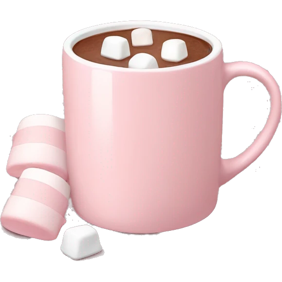 Light Pink mug of hot chocolate with marshmallows  emoji