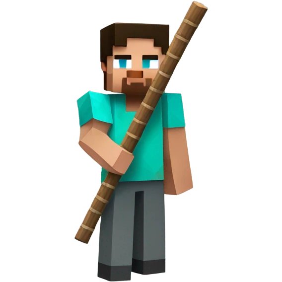 Minecraft Steve with a stick emoji