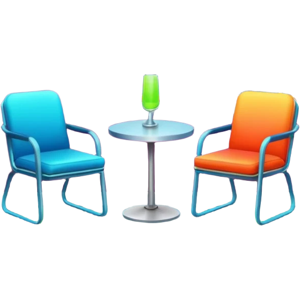 Window with neon reflection, empty chair, Apartment Windows. emoji