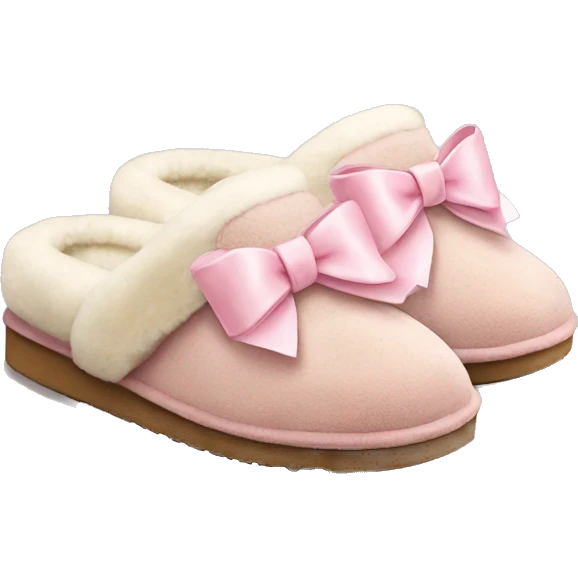 ugg slippers with light pink bows on the back emoji