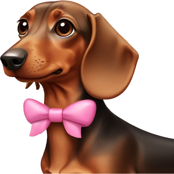 dachshund with two little pink bows emoji