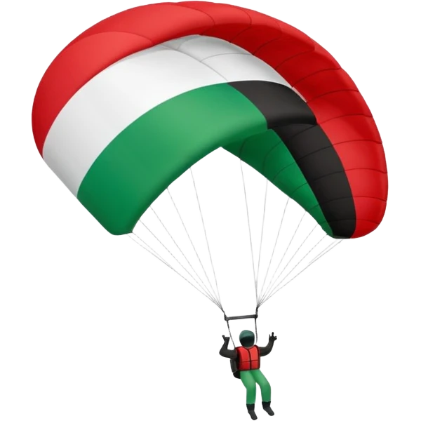 a palestinian flag with a paraglider, respect scrupulously the correct shapes and colours of the palestinian flag, try again emoji
