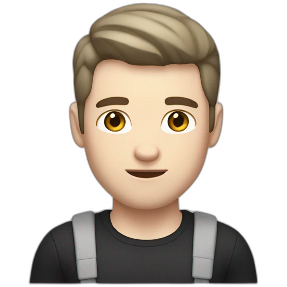 Confused Pale skinned Fit Man With the biceps and dark brown hair in black shirt, gray sports shorts and white Sneakers emoji