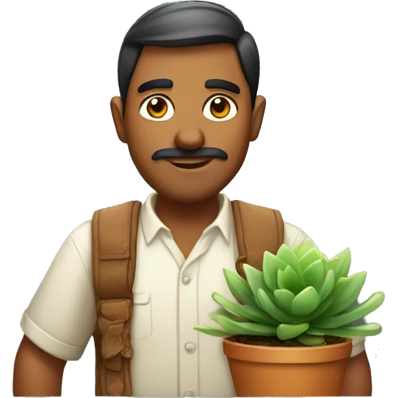 An indian developer with succulent plants  emoji