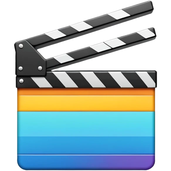 ultra simplified movie clapper in vibrant colors, two rectangles and a line, geometric minimalism emoji