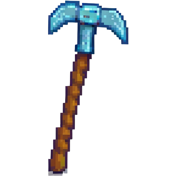 pixel art style Minecraft pickaxe, simple and iconic emoji