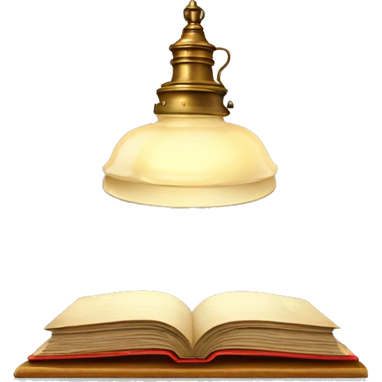 vintage lamp with open book emoji
