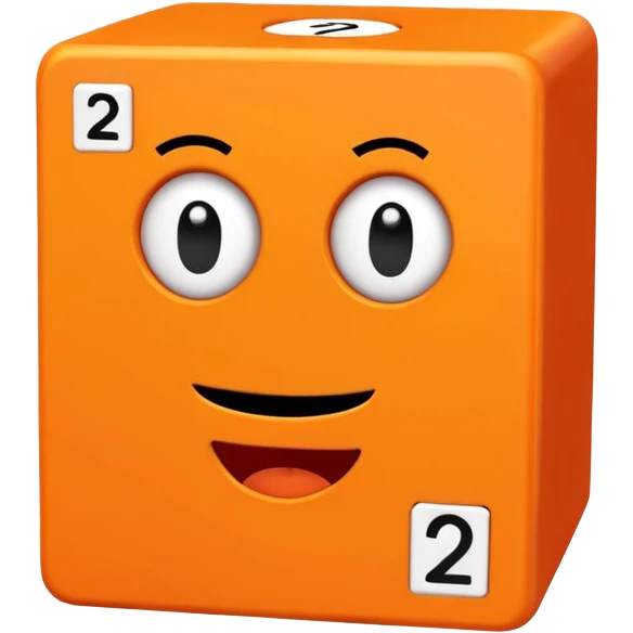 Orange square shaped character with a means it's numberblocks two emoji