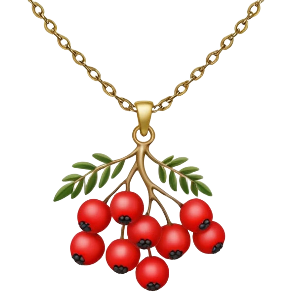 rowan/mountain ash berries as necklace, simple emoji