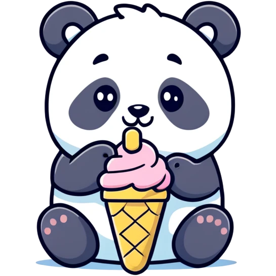 Panda eating ice cream emoji