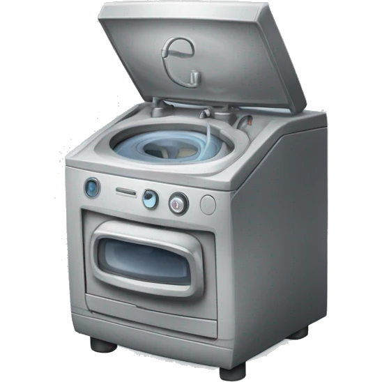 Eine Waschmaschine mit Musiknoten rundherum.  emoji