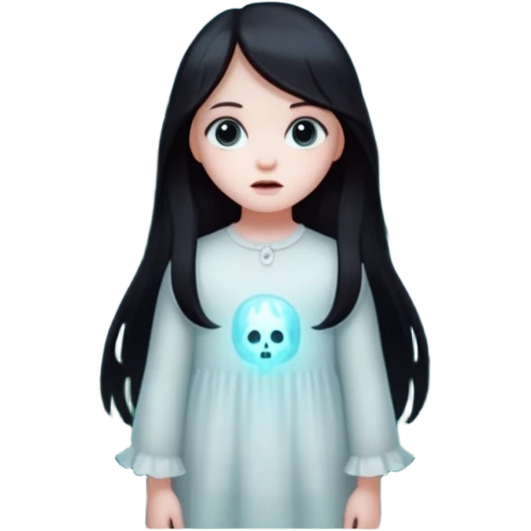 створи емоджі для казки на тему Таємниця зниклих голосів жанр жахастики щось цікавіше більш загадкове створи маленьку дівчинку в лісі з привидами на задній фон привиди мають бути і ліс emoji