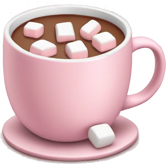 Light Pink mug of hot chocolate with marshmallows  emoji