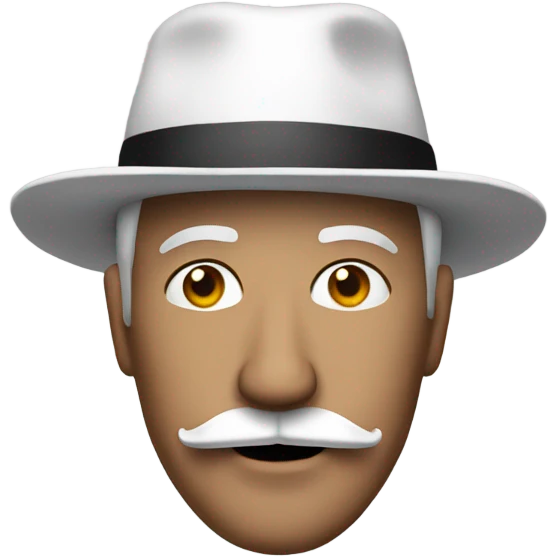 man with mustache wearing a white pointy hat emoji