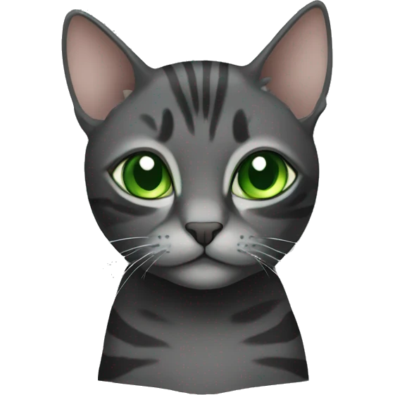 Black and grey cat with green eyes tabby emoji