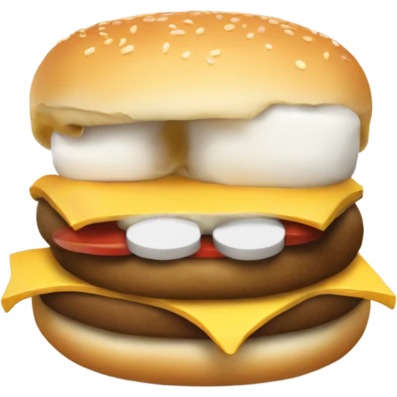 a marshmellow eating a cheeseburger emoji