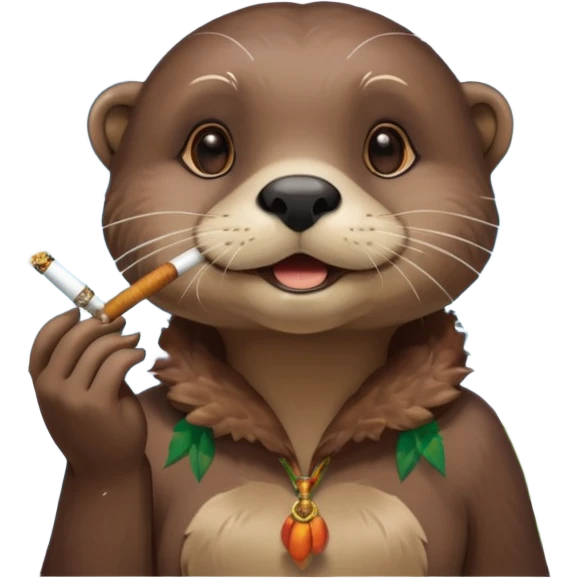 a female otter smoking a joint surrounded by marijuana fumes. a bit california hippy vibe emoji