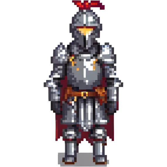 black knight with complete armor covering entire body, pixel art style emoji