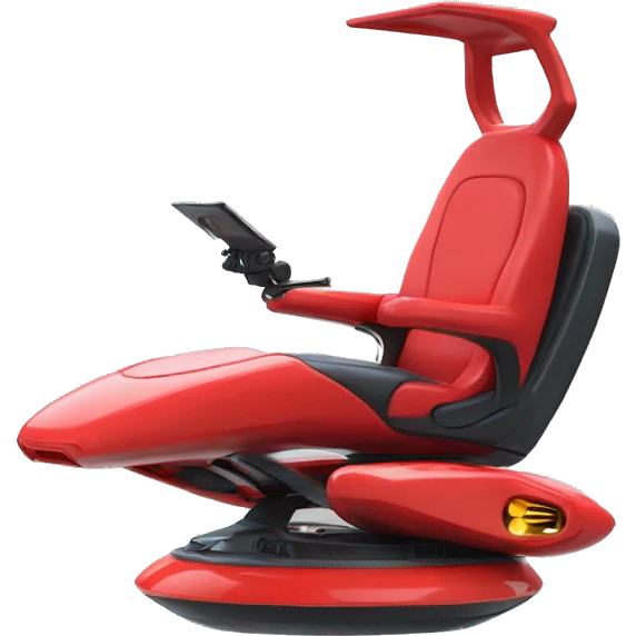 Sleek red hoverchair of the future with a joystick for steering emoji