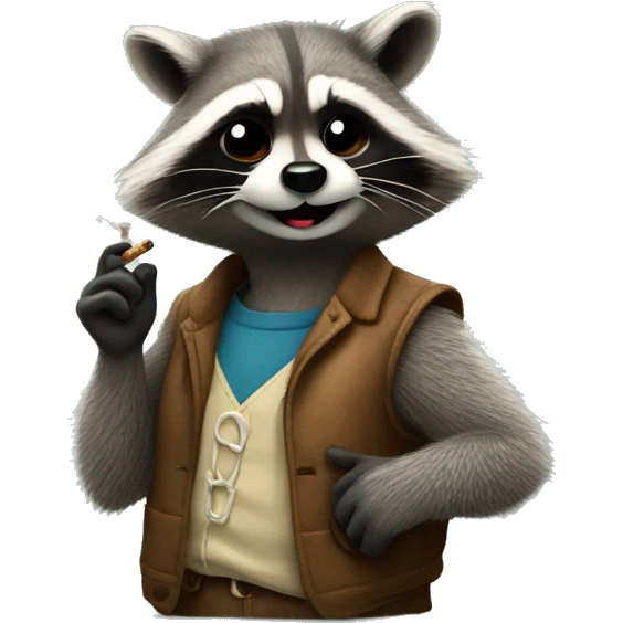 Sassy raccoon smoking  emoji