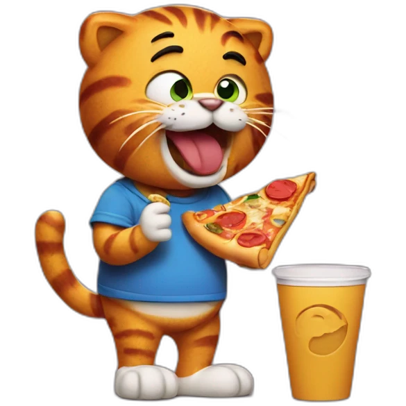 Garfield eating pizza emoji