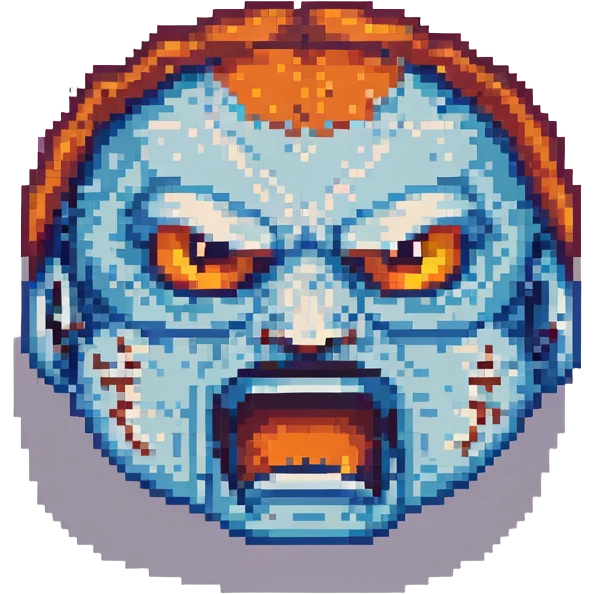 angry face, pixel art style emoji