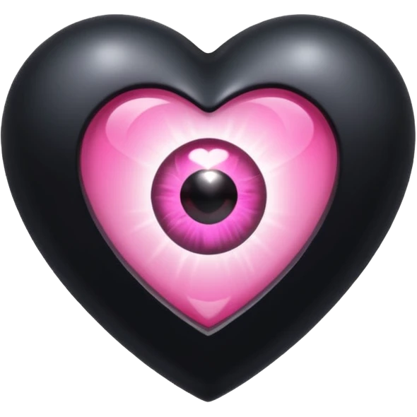 A black heart Gem with a pink eye in the center emoji