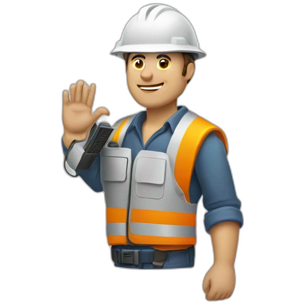 Trabajador con telefono motorola con numeros en la mano emoji