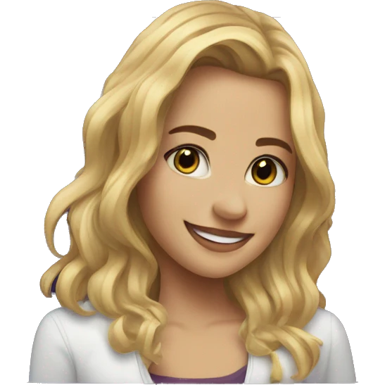 blonde girl smiling at camera emoji