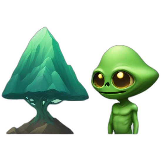 Alien and mountain emoji