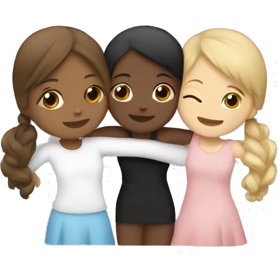 Hug three girls, one Black, ont White With Brown air and One with blond hair emoji