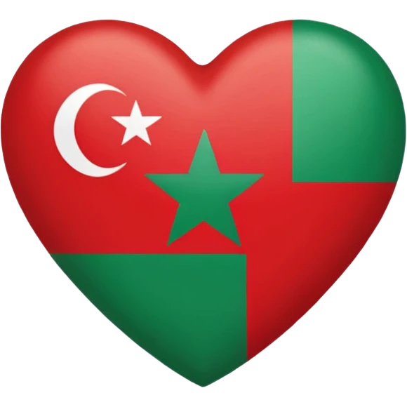 Herz mit marokkanischer Flagge  : Herz Rot und Flagge Stern Grün emoji