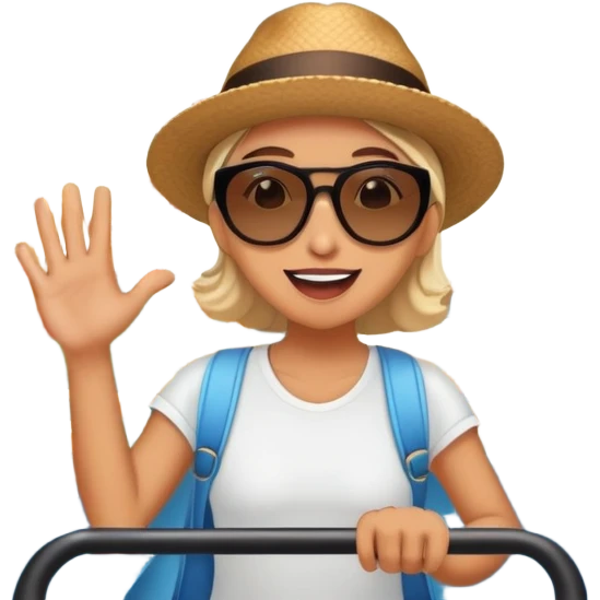 person excitedly going to an amusement park, with a roller coaster or ferris wheel in the background emoji