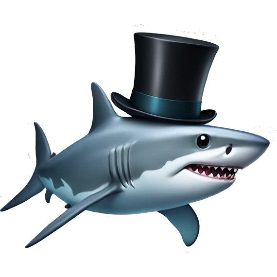 Shark with a top hat emoji