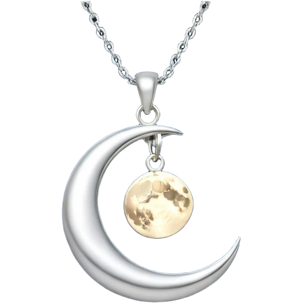 Moon charm in necklace – silver crescent moon
 emoji