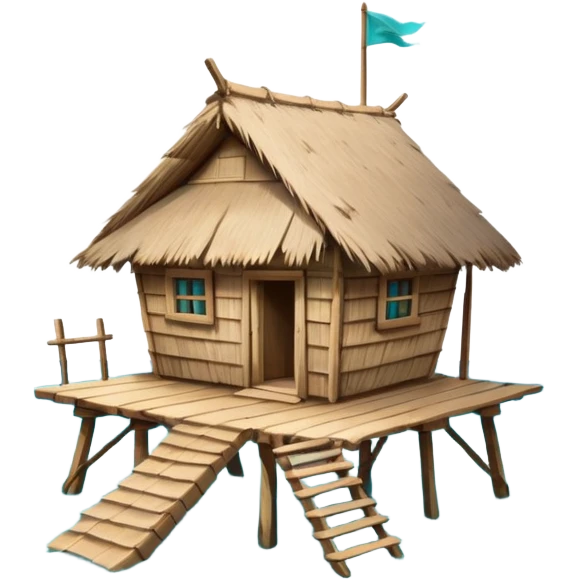 A hut on the edge of the ocean emoji