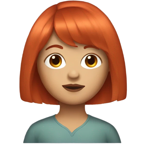 a girl with short red hair with curtain bangs emoji