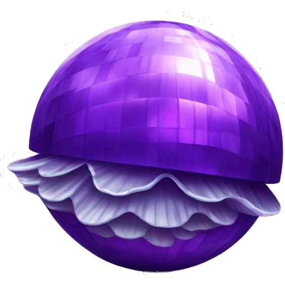 Purple disco ball with clam shell emoji