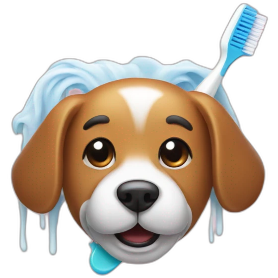 dog head and toothbrush on the side emoji