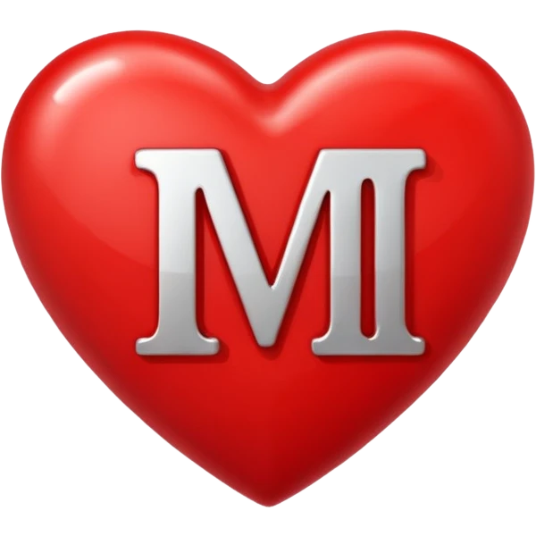 Romantic red heart with letter M emoji