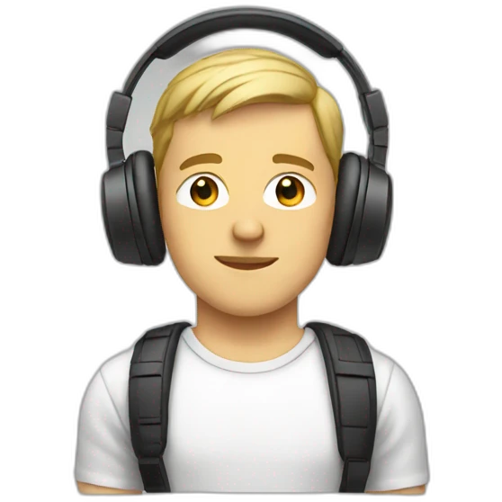 young white guy headphones emoji