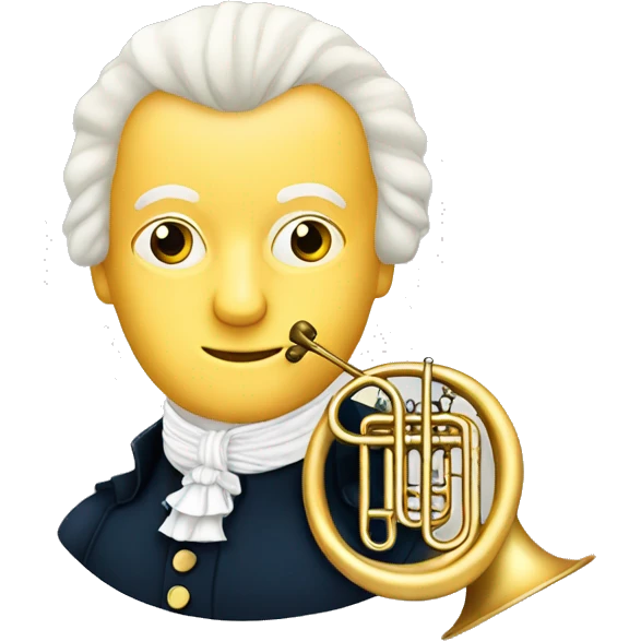 Mozart and a French horn emoji