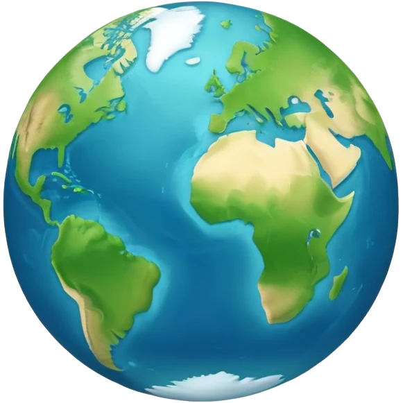 Earth globe with green continents clearly shaped to form the number 812 against blue oceans, iOS emoji style emoji