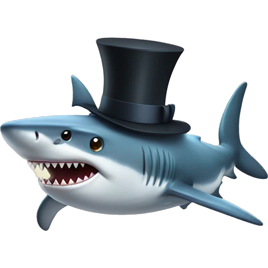 Shark with a top hat emoji
