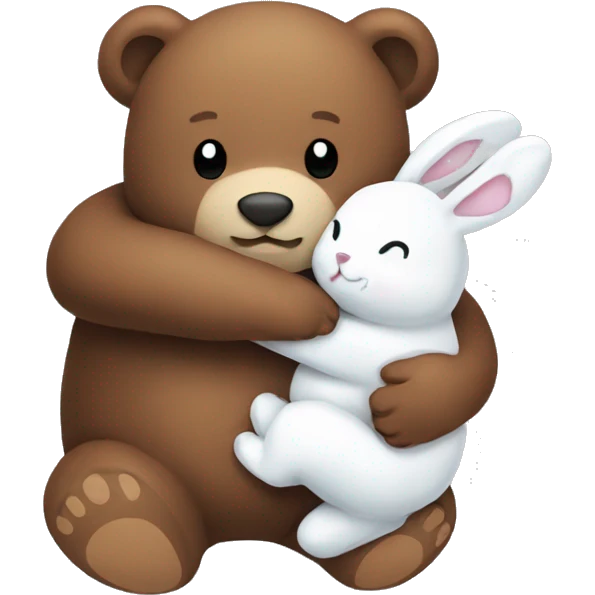 brown bear and white bunny hugging emoji
